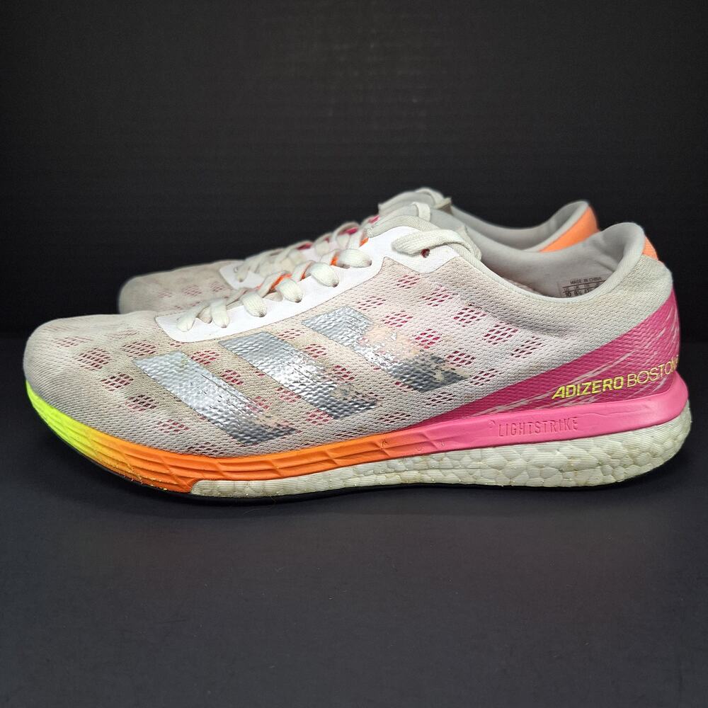 Adidas Adizero Boston 9 Womens 10 White Screaming Pink H68744 Running Shoes - Picture 4 of 14